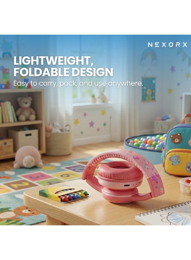 NEXORX NexTunes 001 Junior Kids Headphones – Bluetooth 5.3, 8 Hours Playtime, Built-in Mic, Safe 85dB Volume Limit, Comfortable & Lightweight for Ages 3+ Pink - Image 4